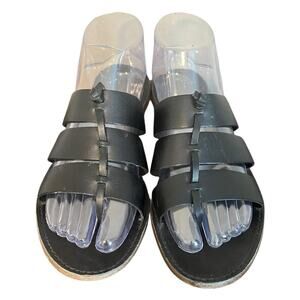 MADEWELL Boardwalk Knot Slide Sandal‎ In Soft Black Leather Women's Size 8.5